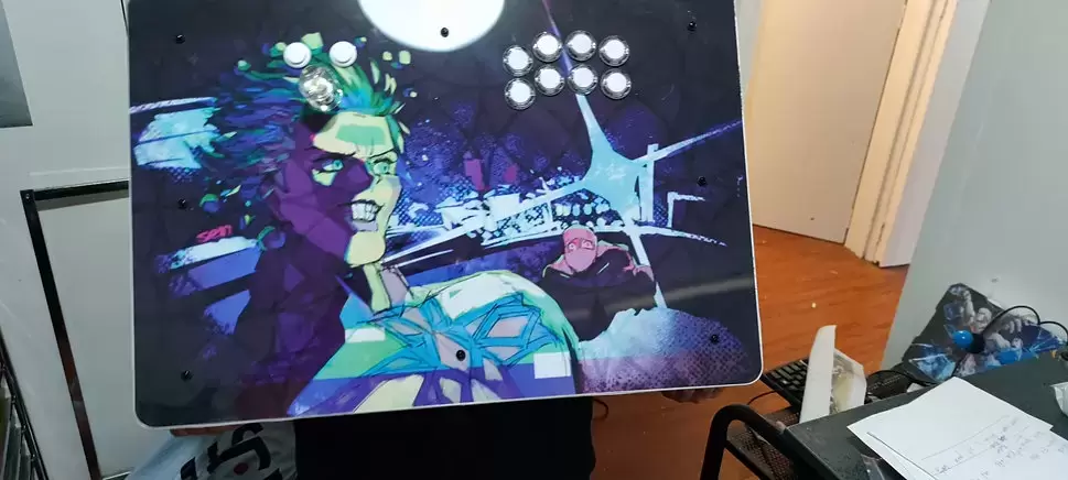Arcade Stick - Acrycade Gear Oversized Wood Fighting Stick Premium Custom Build Blue Shadow