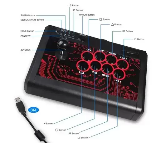 Arcade Stick - DOBE P4 Series - 6 in 1 Arcade Fighting Stick