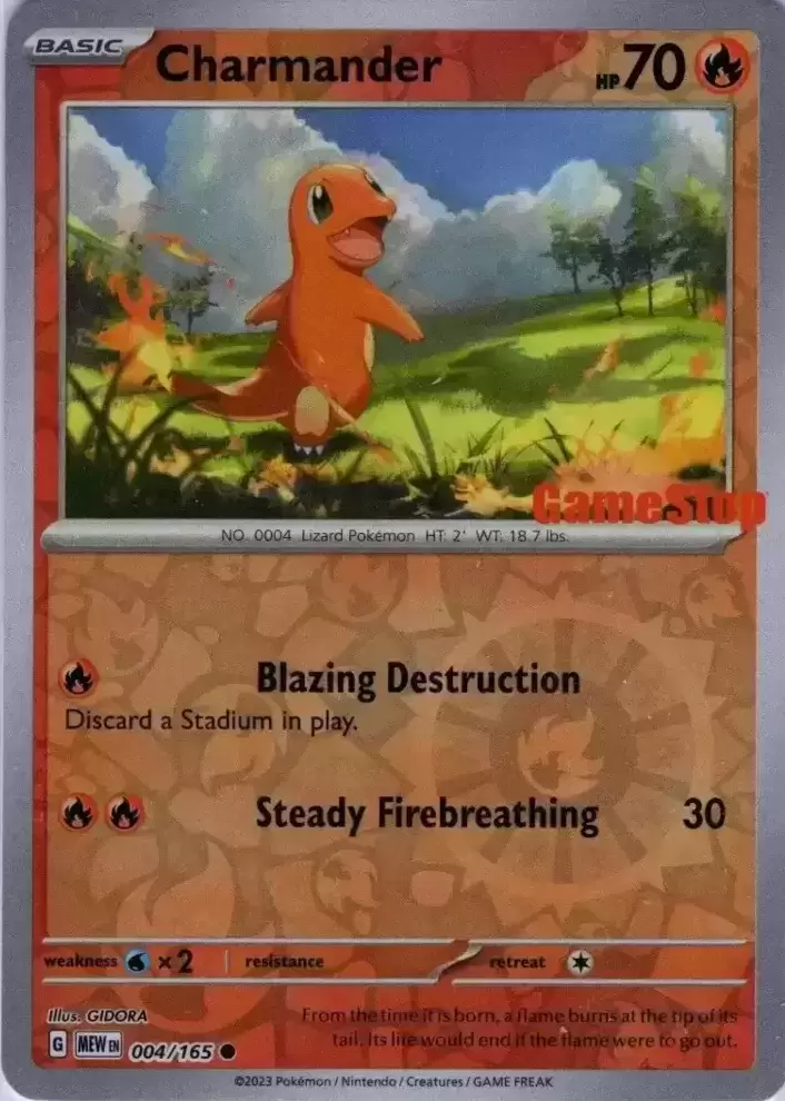 Scarlet & Violet 151 - MEWEN - Charmander Reverse Gamestop Stamp