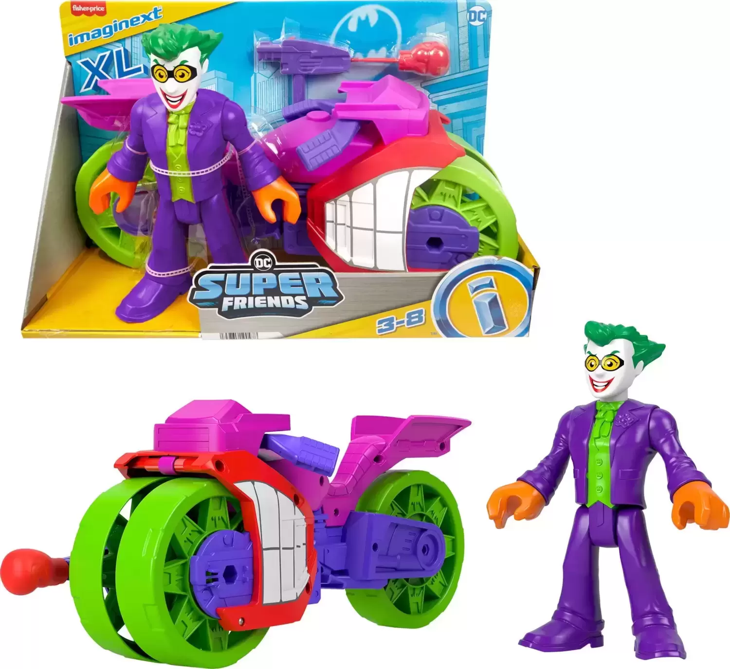 Imaginext XL - DC Super Friends - The Joker & Laff Cycle