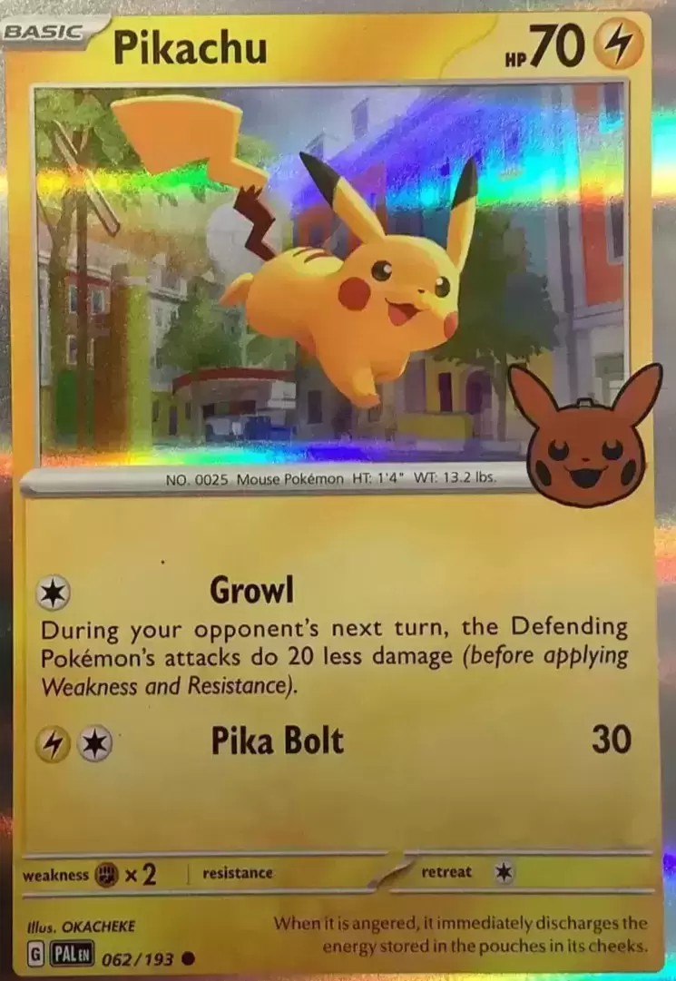 Pikachu Holo - carte Pokémon anglaise 062/193 Trick or Trade