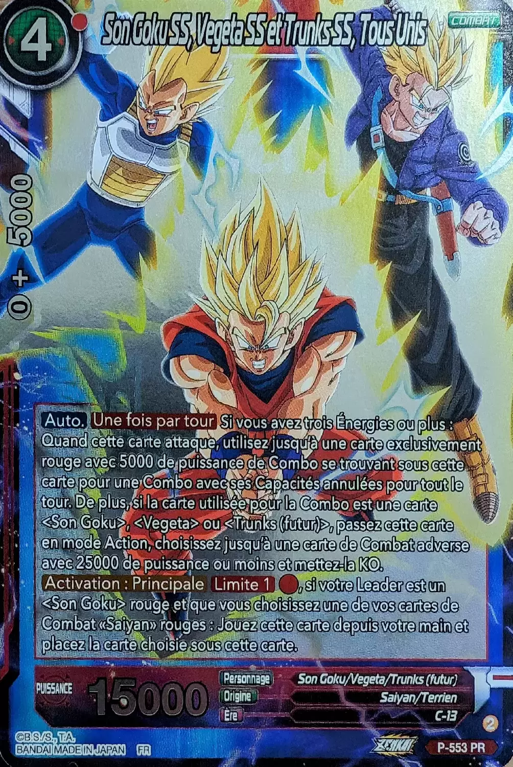 Dragon Ball Super Carte Promo FR - Son Goku SS, Végéta SS et Trunks SS, Tous unis