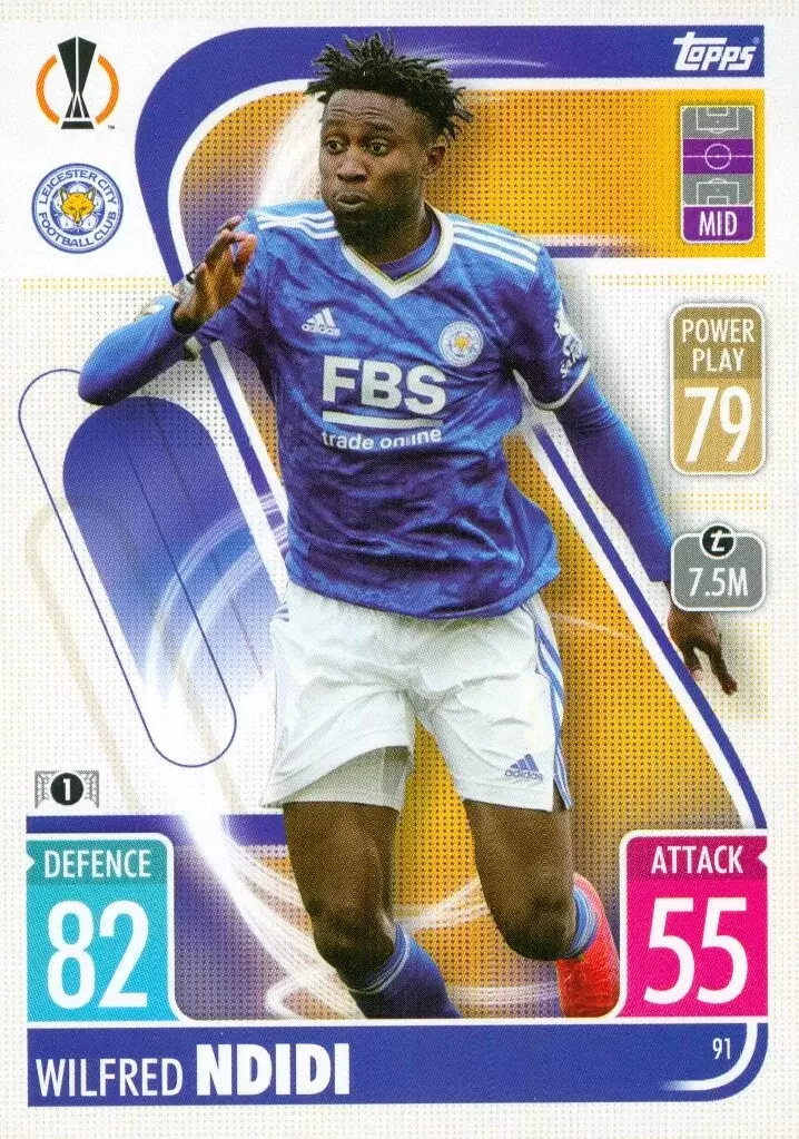 Match Attax - UEFA Champions League 2021/2022 - Wilfred Ndidi - Leicester City FC