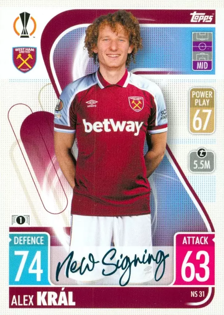 Match Attax - UEFA Champions League 2021/2022 - Alex Kral - West Ham United