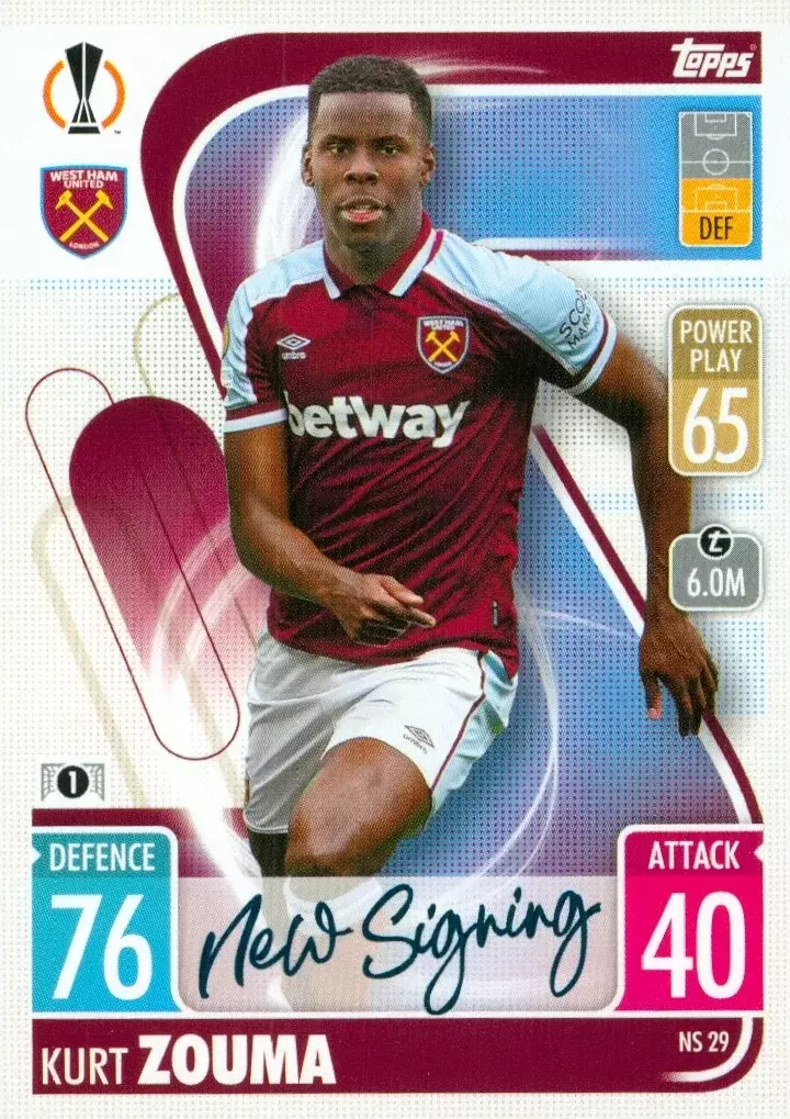 Match Attax - UEFA Champions League 2021/2022 - Kurt Zouma - West Ham United