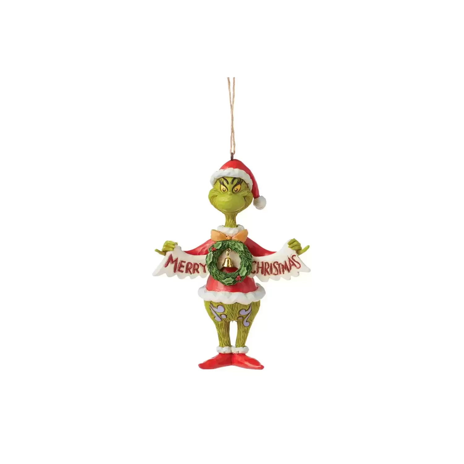 Dr Seuss by Jim Shore - Grinch with Christmas Banner - Ornament