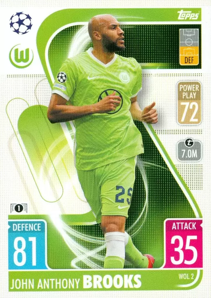 Match Attax - UEFA Champions League 2021/2022 - John Anthony Brooks - VfL Wolfsburg