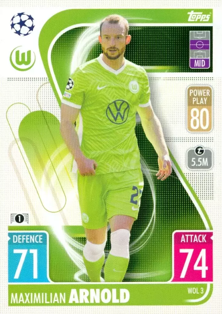 Match Attax - UEFA Champions League 2021/2022 - Maximilian Arnold - VfL Wolfsburg