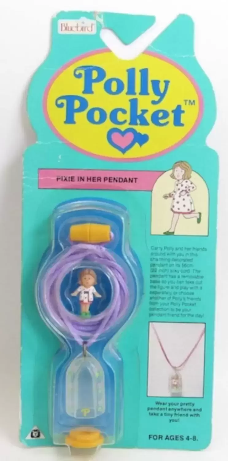 Polly Pocket (1989 - 1998) - Pixie Polka Dot Dress in her necklace Yellow Base & Purple Cord