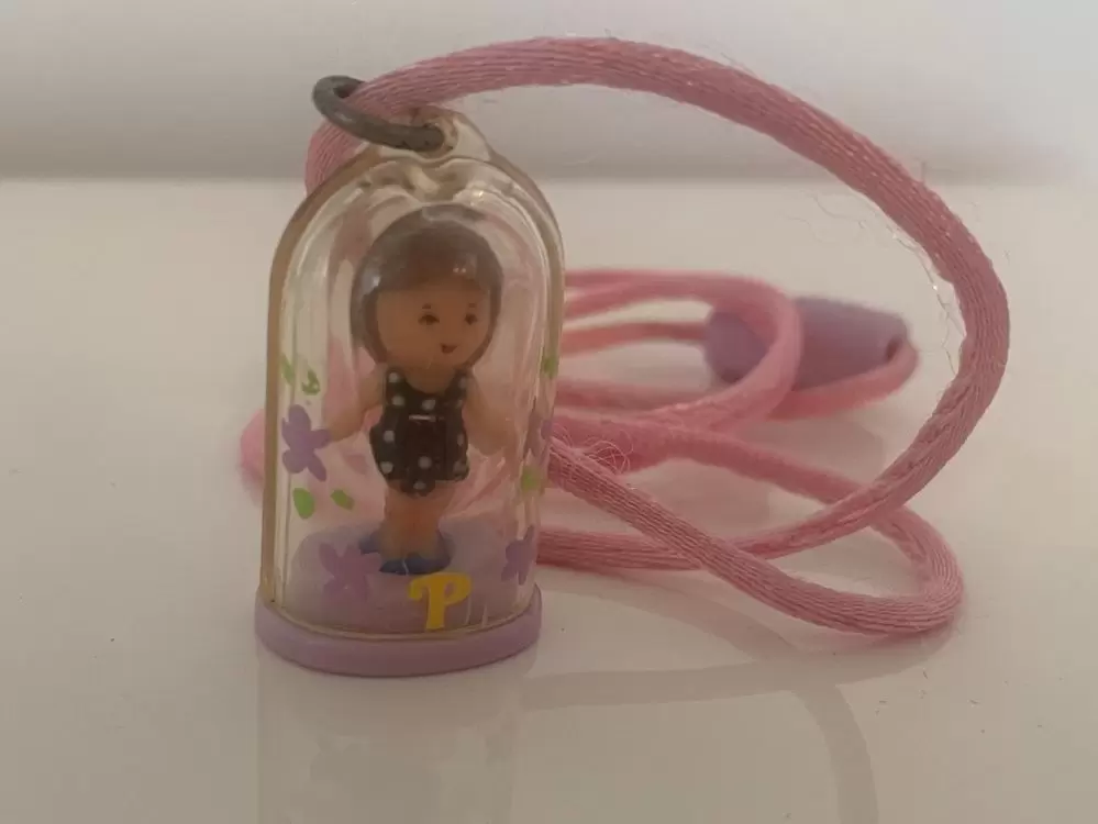 Polly Pocket (1989 - 1998) - Little Lulu Polka Dot Dress In Necklace Purple Base Pink Cord