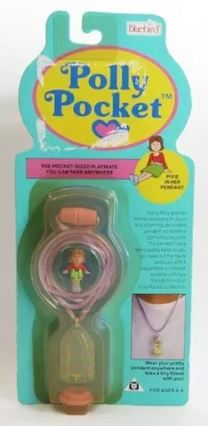 Polly Pocket (1989 - 1998) - Pixie in her necklace Pink Base & Pink Cord