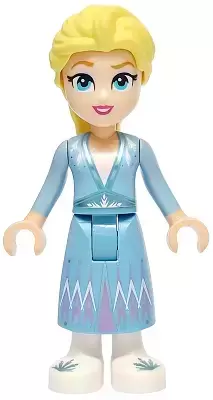 Lego Disney Minifigures - Elsa - Medium Blue Skirt, White Shoes, Small Open Mouth Smile