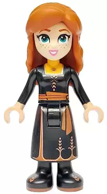 Lego Disney Minifigures - Anna - Black Dress, Narrow Smile