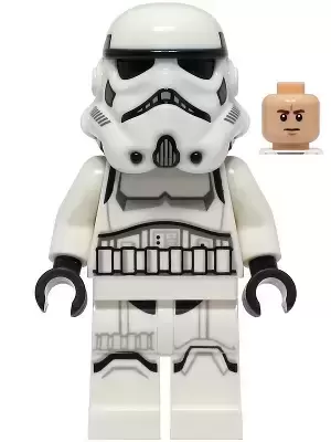 LEGO Star Wars Minifigs - Imperial Stormtrooper - Male, Dual Molded Helmet with Light Bluish Gray Panels on Back, Shoulder Belts, Light Nougat Head