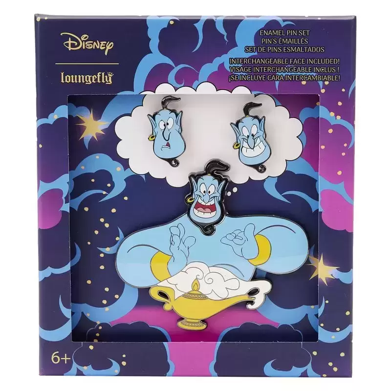 Loungefly and Boxlunch Pins - Aladdin Genie Mixed Emotions 4-Piece Pin Set