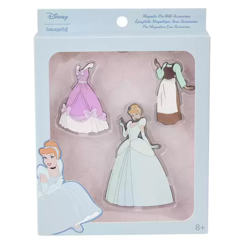 Loungefly and Boxlunch Pins - Cinderella Paper Dolls Magnetic Pin Set