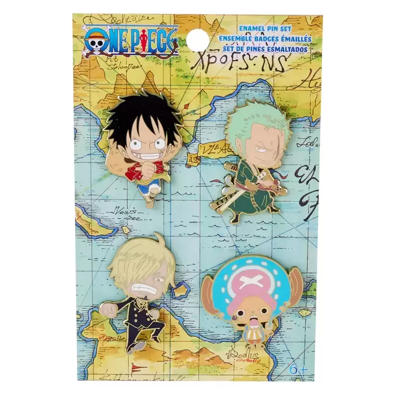 Loungefly and Boxlunch Pins - One Piece 25th Anniversary Chibi 4-Piece Pin Set