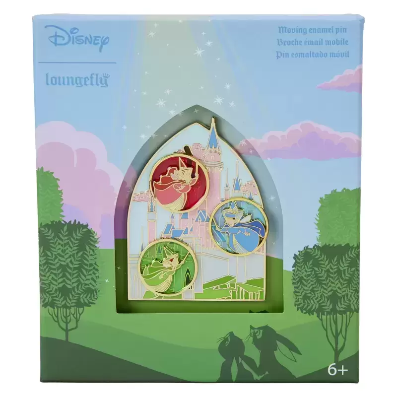 Loungefly and Boxlunch Pins - Sleeping Beauty Castle Three Good Fairies Stained Glass 3\