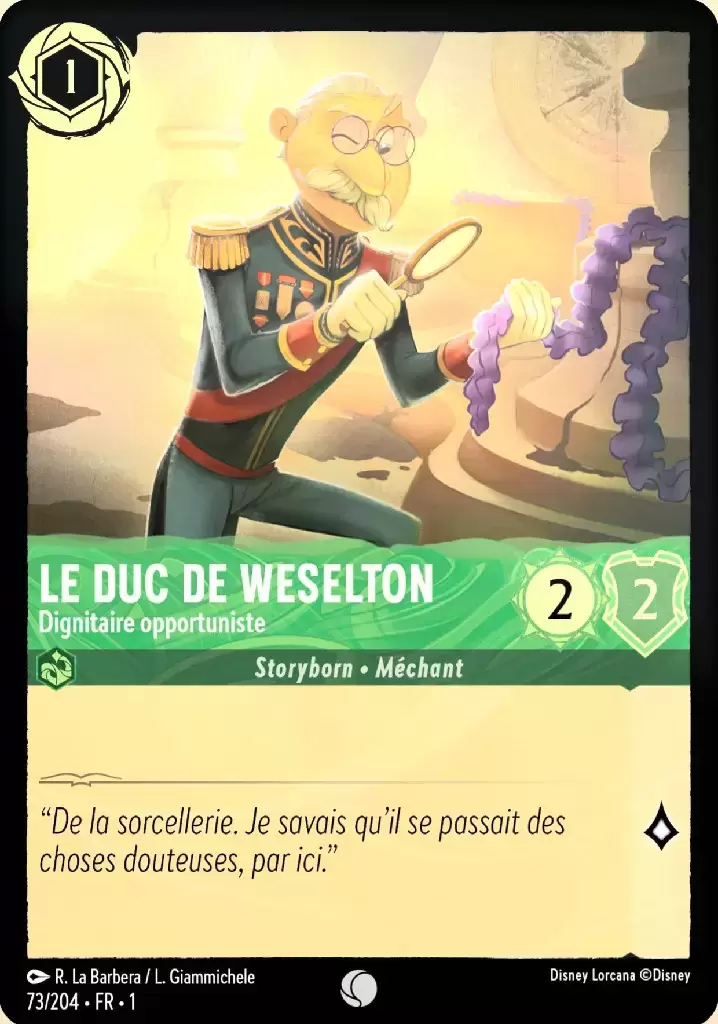 Premier chapitre - Le duc de Weselton - Dignitaire opportuniste - Brillante