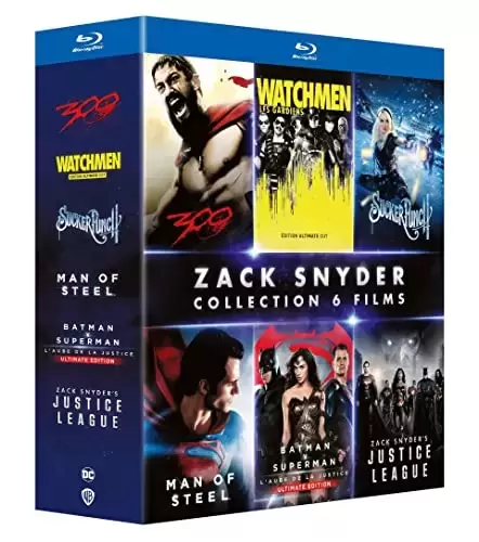 Autres Films - 300 + Watchmen + Man of Steel + Batman v Superman : L\'aube Zack Snyder\'s Justice League + Sucker Punch [Blu-Ray]