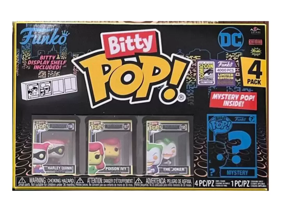 Bitty POP! - DC Comics - Harley Quinn, Poison Ivy, The Joker & Mystery Blacklight