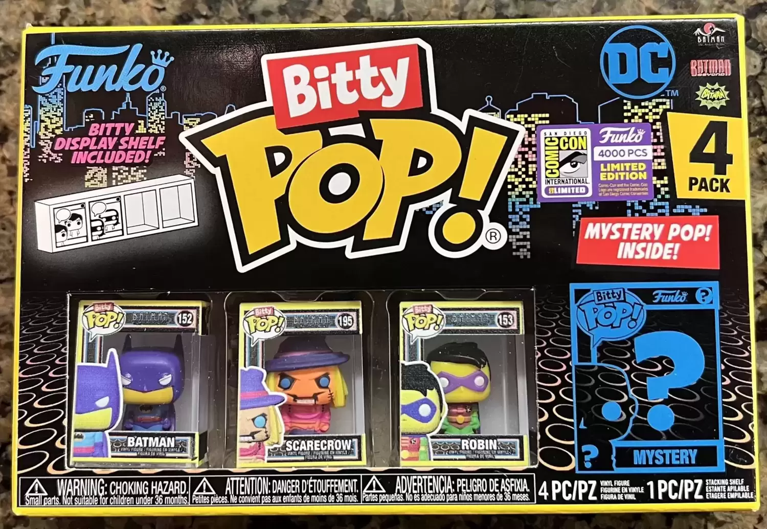 Bitty POP! - DC Comics - Batman, Scarecrow, Robin  & Mystery Blacklight