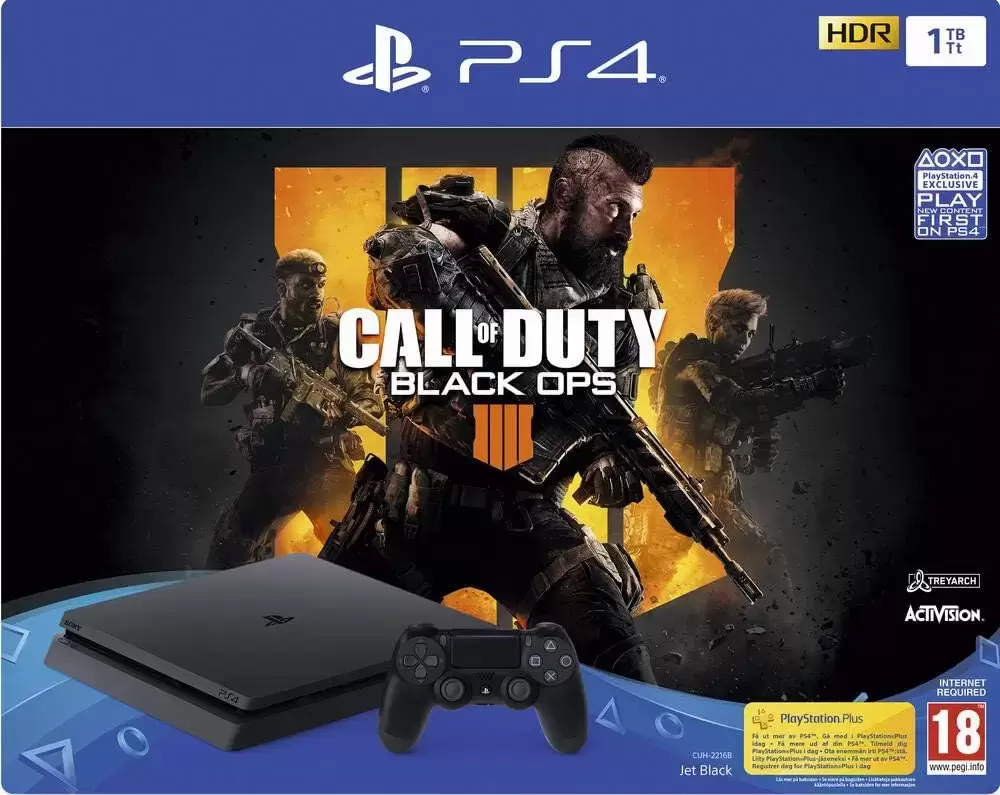 Matériel PS4 - Pack Console PS4 Slim 1 To Noir + Call of Duty Black Ops 4