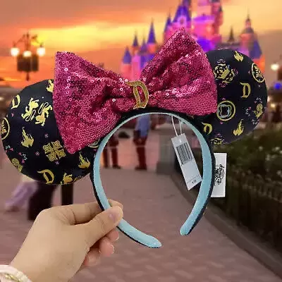 Minnie Mouse Ear Headband with Sequined Bow – Sleeping Beauty good Castle – Disneylan