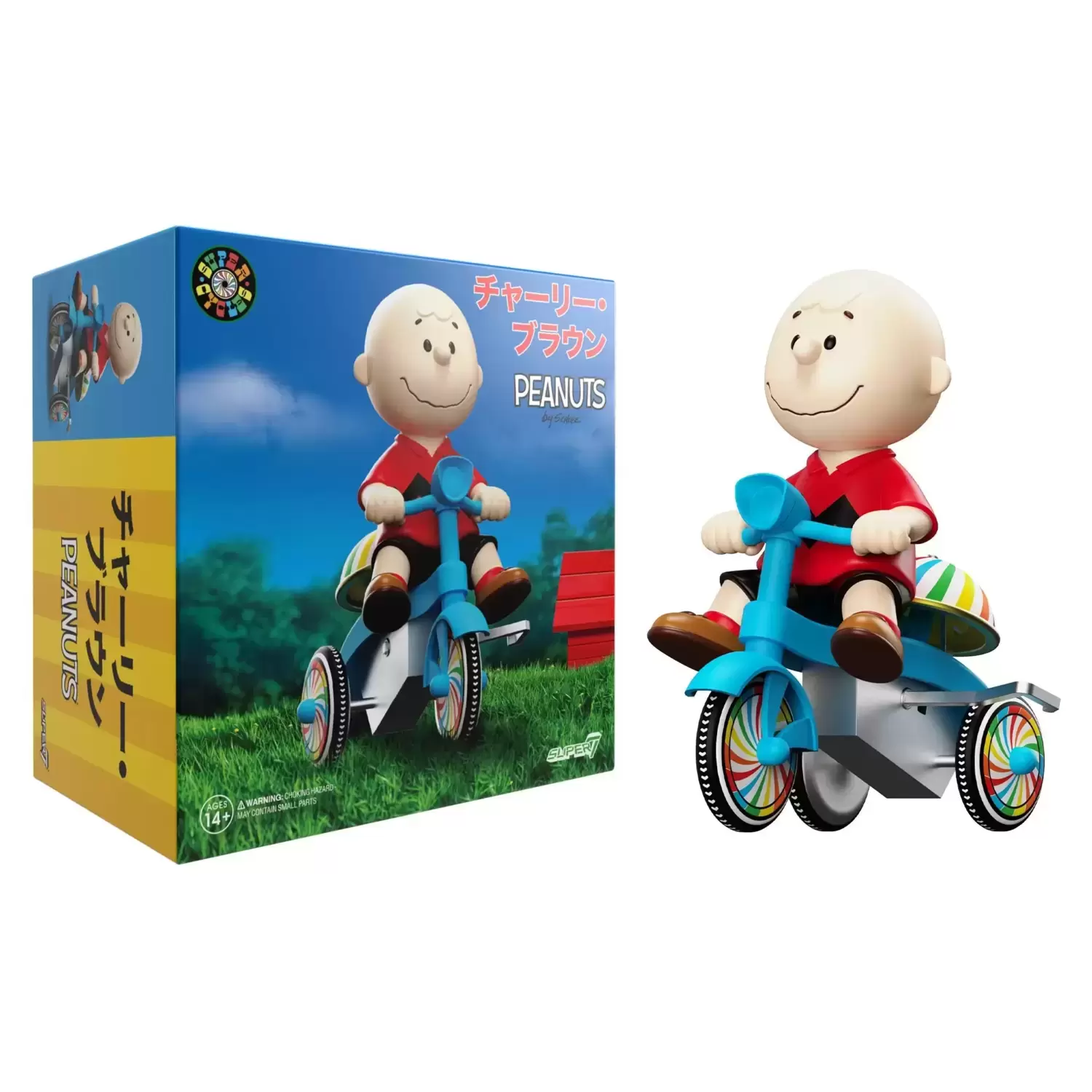 Super7 Supersize - Super Cycles - Charlie Brown (Red Shirt & Blue Trike)