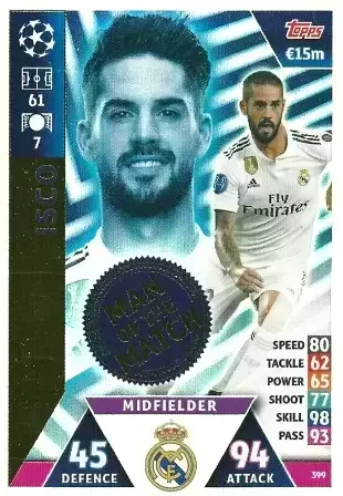 Match Attax - UEFA Champions League 2018/2019 - Isco - Real Madrid CF