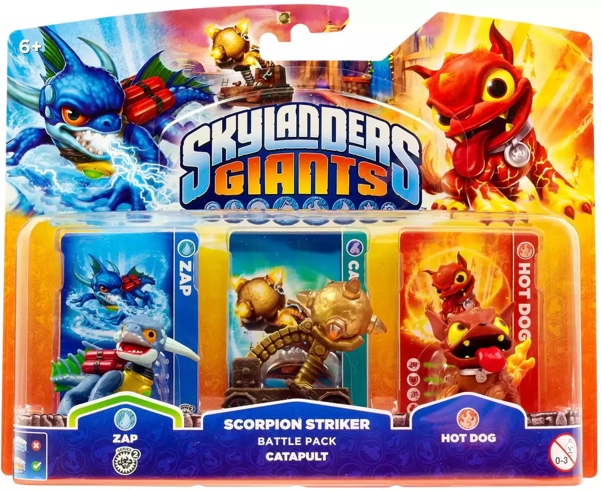 Skylanders Giants - Zap + Scorpion Striker Battle Pack Catapult + Hot Dog