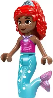 Lego Disney Minifigures - Ariel, Mermaid (Medium Brown) - Magenta Top, Medium Azure Tail