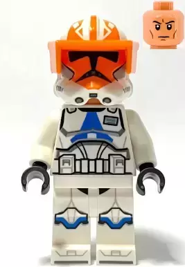 LEGO Star Wars Minifigs - Clone Captain Vaughn, 501st Legion, 332nd Company (Phase 2) - Helmet with Holes and Togruta Markings, Orange Visor