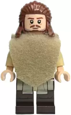 LEGO Star Wars Minifigs - Qui-Gon Jinn - Poncho, Reddish Brown and Light Bluish Gray Beard