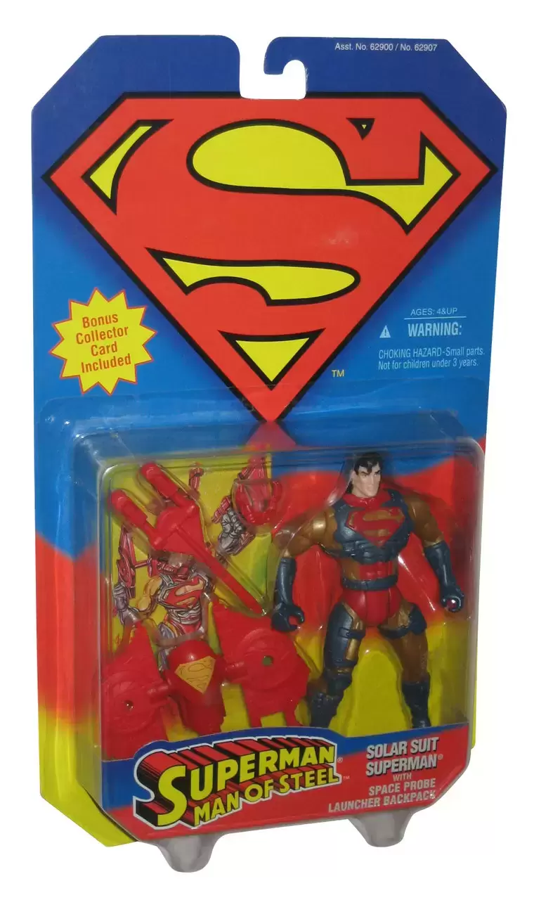Superman Man Of Steel - Kenner 1995 - Solar Suit Superman WIth Space Probe Launcher Backpack