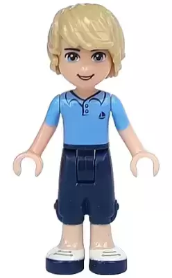 Lego Friends Mini-Dolls - Friends Andrew - Dark Blue Cropped Trousers, Bright Light Blue Polo Shirt