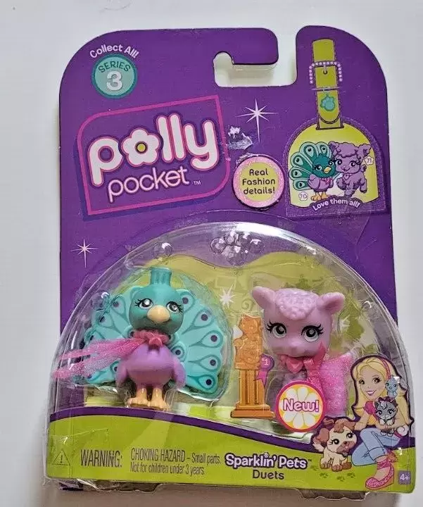 Polly Pocket (2007 – 2008) - Sparklin’ Pets Duets Series 3 4/6 - Peacock 70/Lamb 71