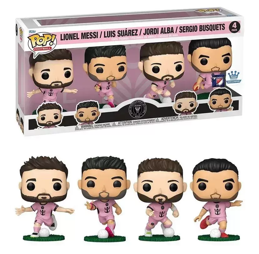 POP! Football (Soccer) - Inter Miami CF - Lionel Messi, Luis Suarez, Jordi Alba & Sergio Busquets 4 Pack