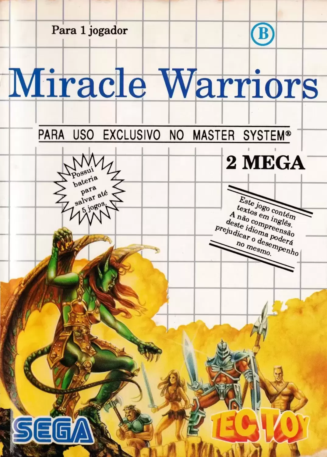 Tectoy - Jeux Master System Brésil - Miracle Warriors