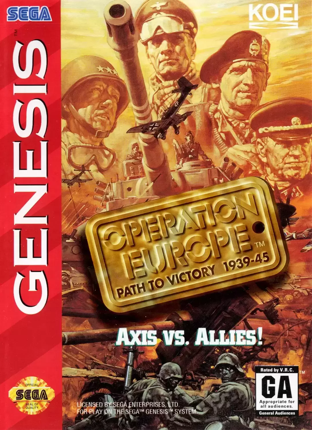 US - Sega Genesis Games - Operation Europe: Path to Victory 1939-45