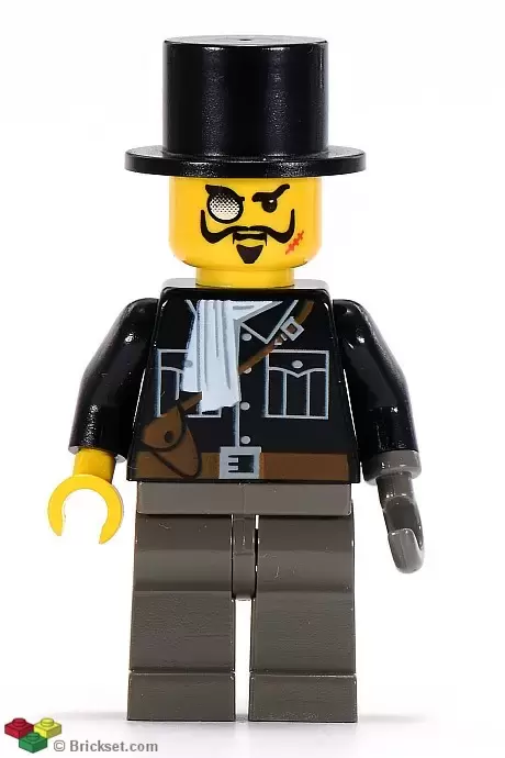 LEGO Adventurers Minifigures - Lord Sam Sinister / Baron von Barron - Black Shirt, Dark Gray Legs, Black Top Hat