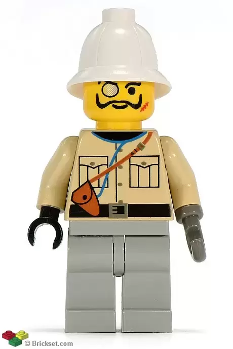 LEGO Adventurers Minifigures - Lord Sam Sinister / Baron von Barron - Tan Shirt, Light Gray Legs, White Pith Helmet