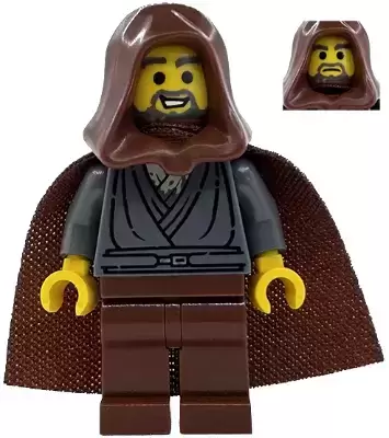 Minifigurines LEGO Star Wars - Jedi Bob - Dark Bluish Gray Tunic, Reddish Brown Hood and Cape