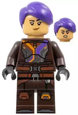 LEGO Star Wars Minifigs - Sabine Wren - Dark Brown Armor, Dark Purple Hair