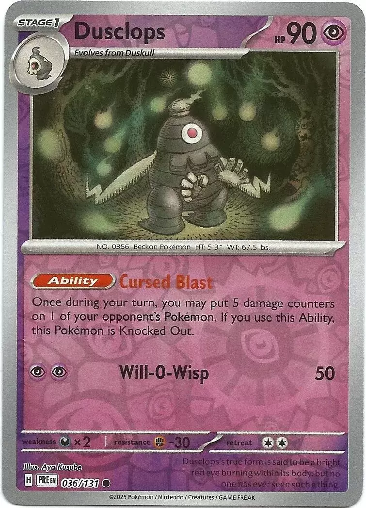 Prismatic Evolutions PREEN - Dusclops Reverse