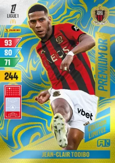 Adrenalyn XL Ligue 1 2024-2025 - Jean-Clair Todibo - OGC Nice - Premium Or - Édition Limitée
