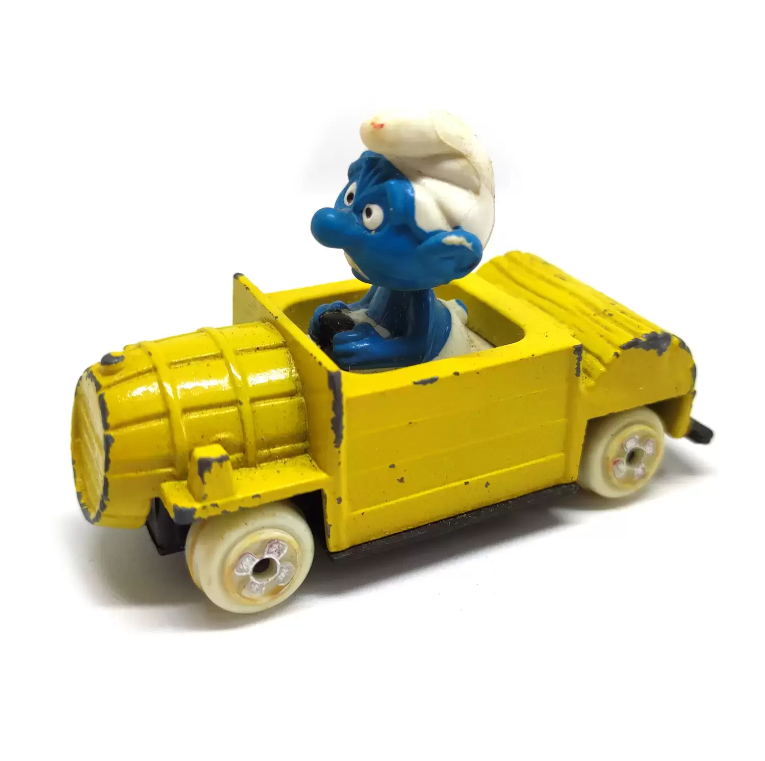ESCI / ORLI JOUET Puffi Cars (Die Cast Metal) - Smurf in yellow car
