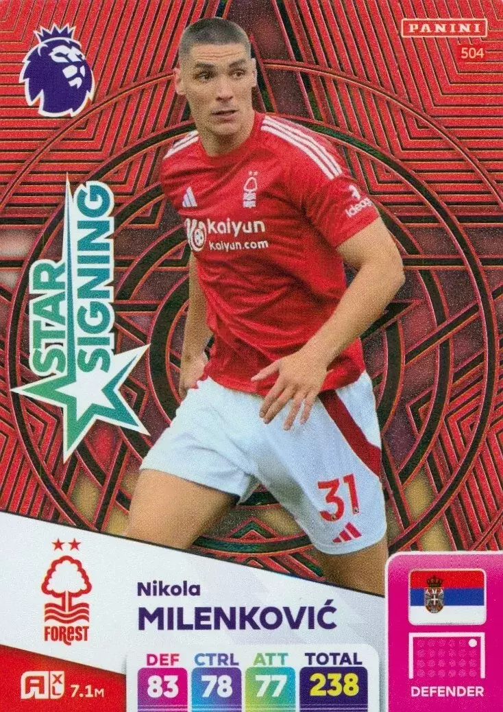 Adrenalyn XL Premier League 2024/25 - Nikola Milenkovic