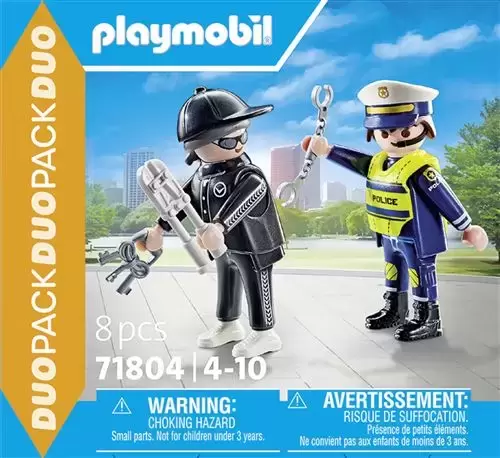 Playmobil Policier - Duo : Policier et bandit avec menottes et accessoires