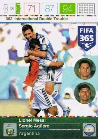 FIFA 365 : 2015-2016 Adrenalyn XL - Lionel Messi / Sergio Agüero - International Double Trouble - Argentina